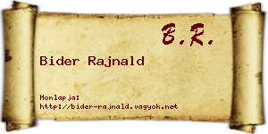 Bider Rajnald névjegykártya